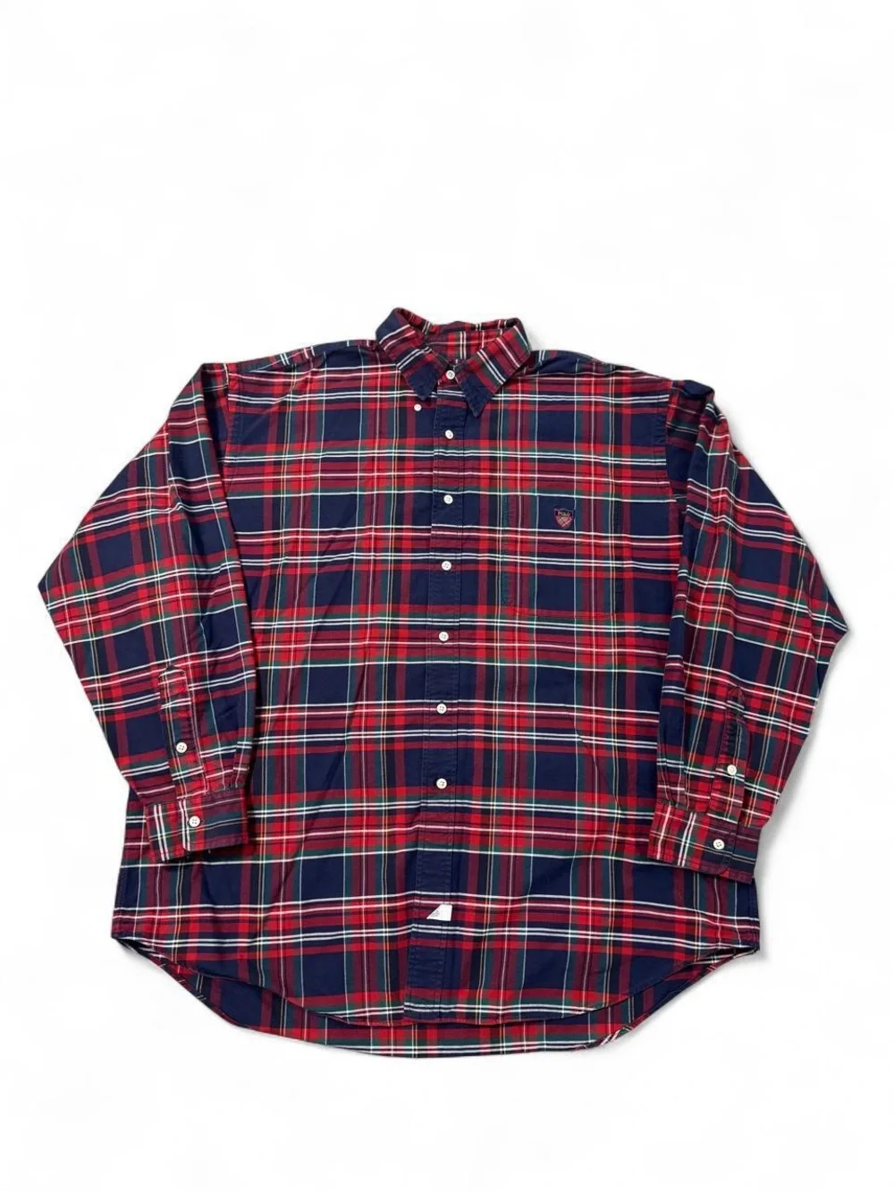 VTG 90s polo Ralph Lauren tartan plaid the big shirt crest button down shirt L